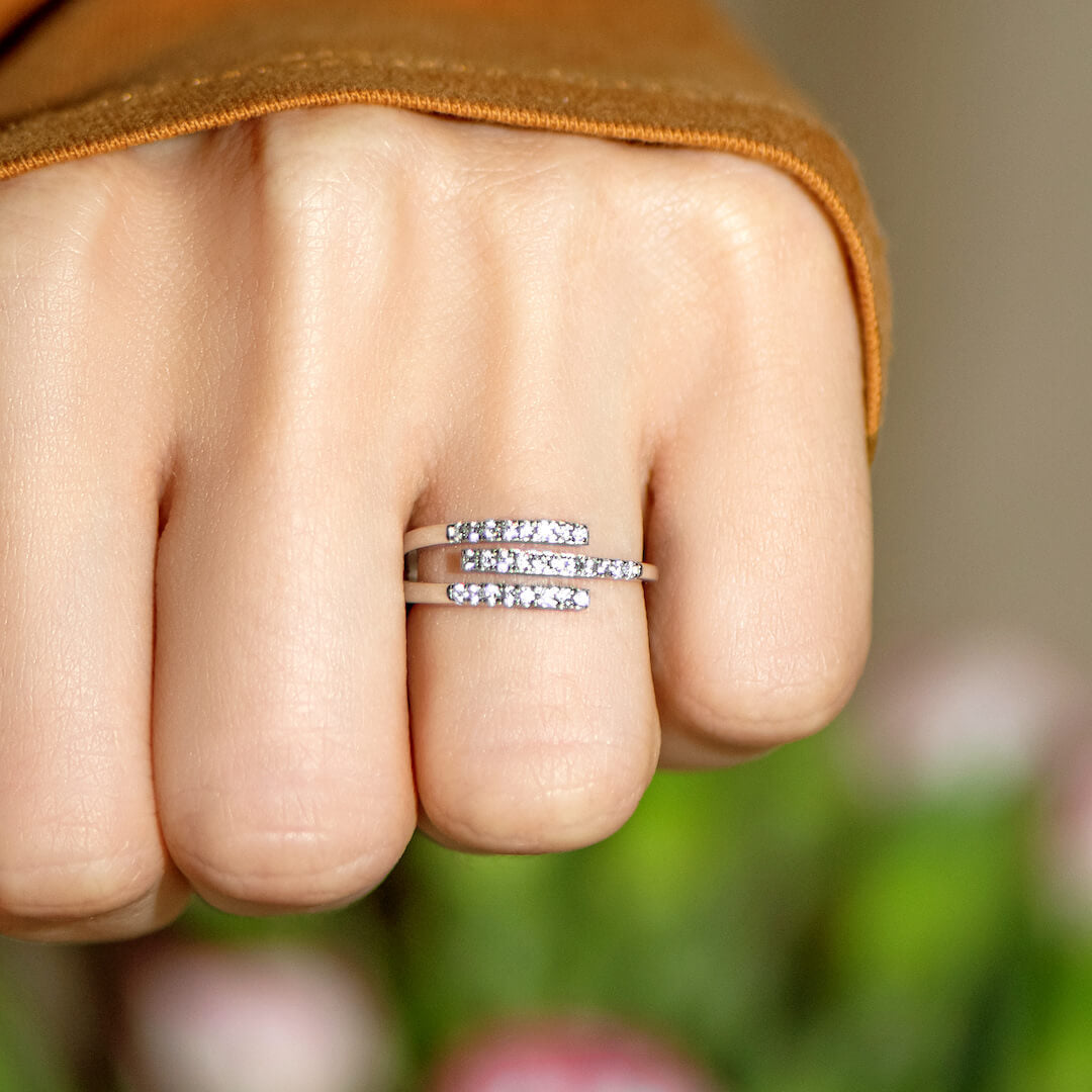 Our Paths Have Met For A Reason Triple Parallel PAVÉ Ring