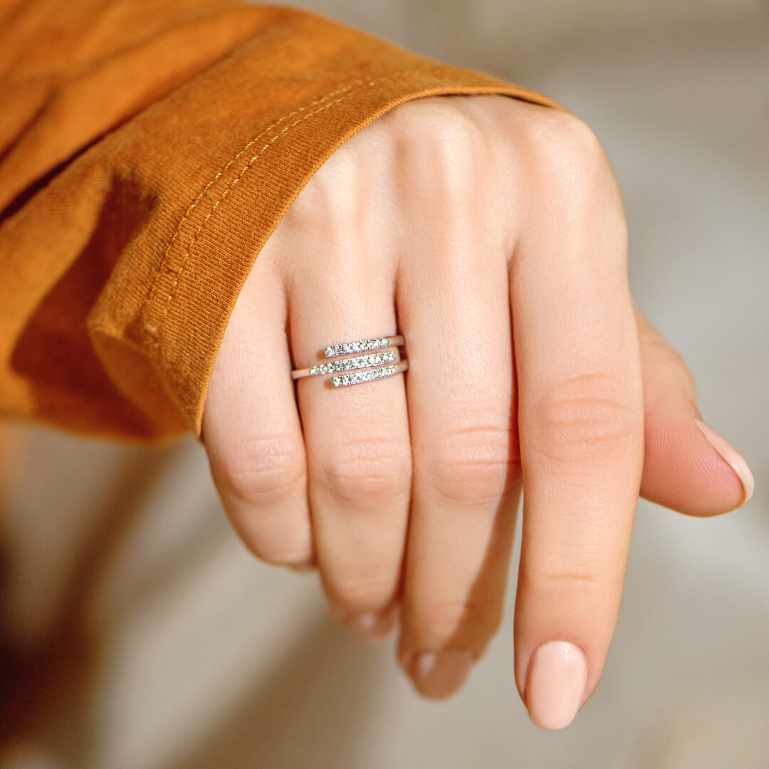 Our Paths Have Met For A Reason Triple Parallel PAVÉ Ring