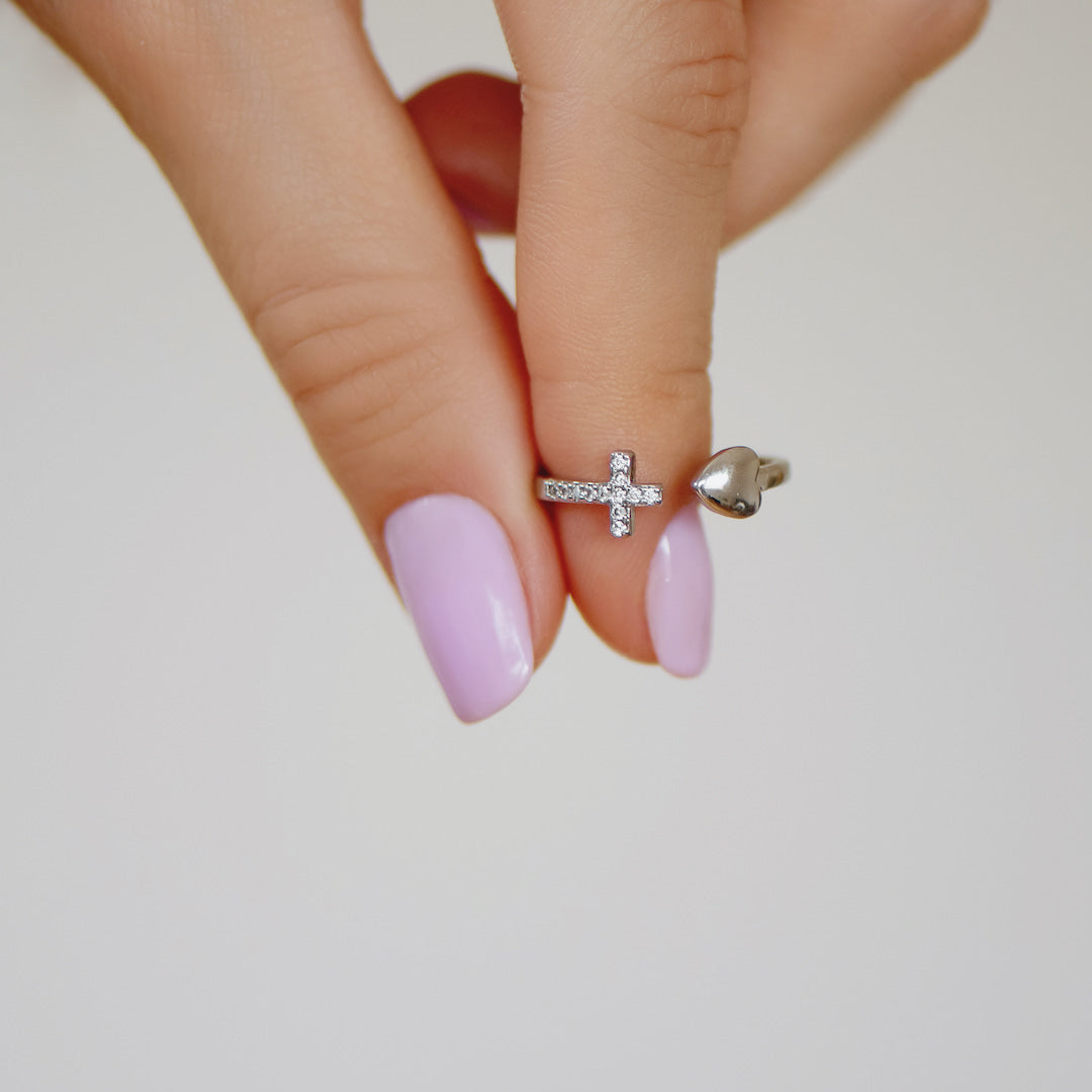 Heart and Cross Ring