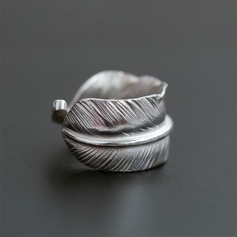 HANDMADE FEATHER SILVER RING