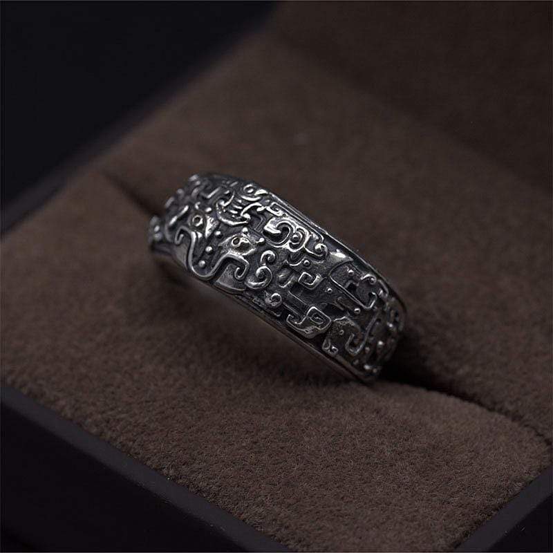 RETRO HOLY BEAST SILVER OPEN RING