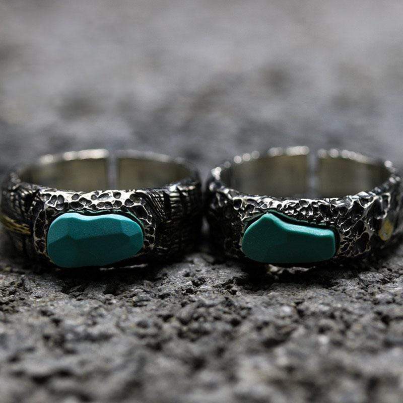 TURQUOISE METEORITE CRATER SILVER RING