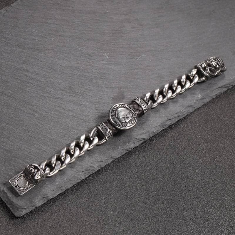 RETRO SKULL STAINLESS STEEL BRACELET