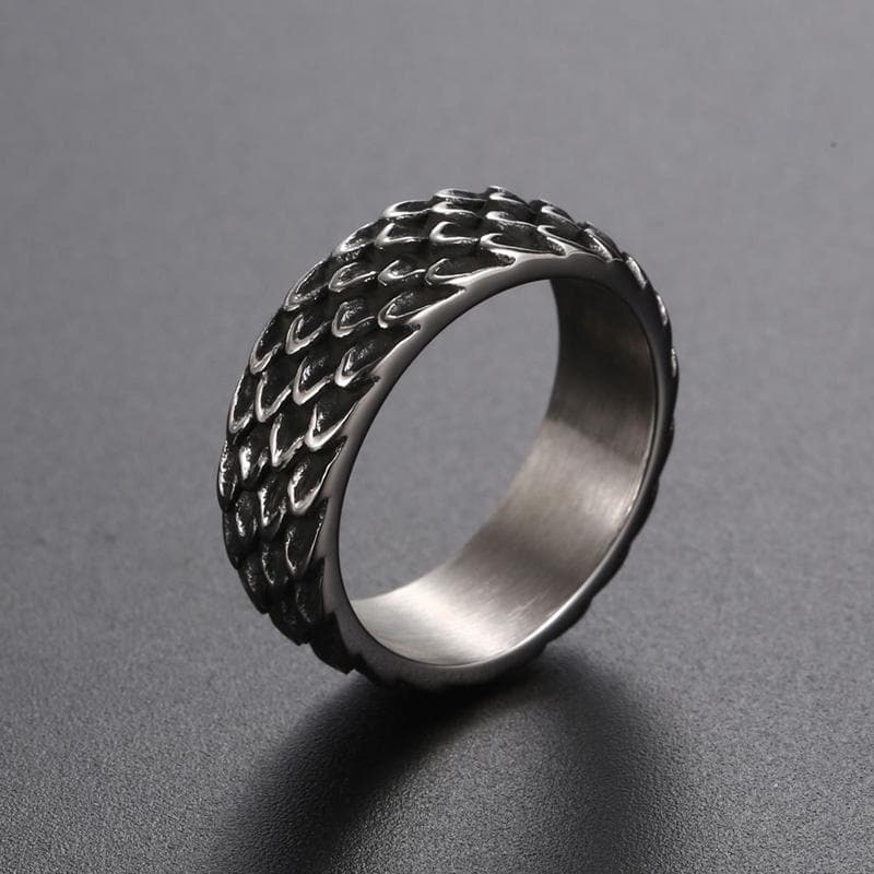 VINTAGE DRAGON SCALE STAINLESS STEEL RING