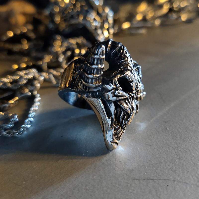 DEMON WITH EVIL SMILE STAINLESS STEEL RING
