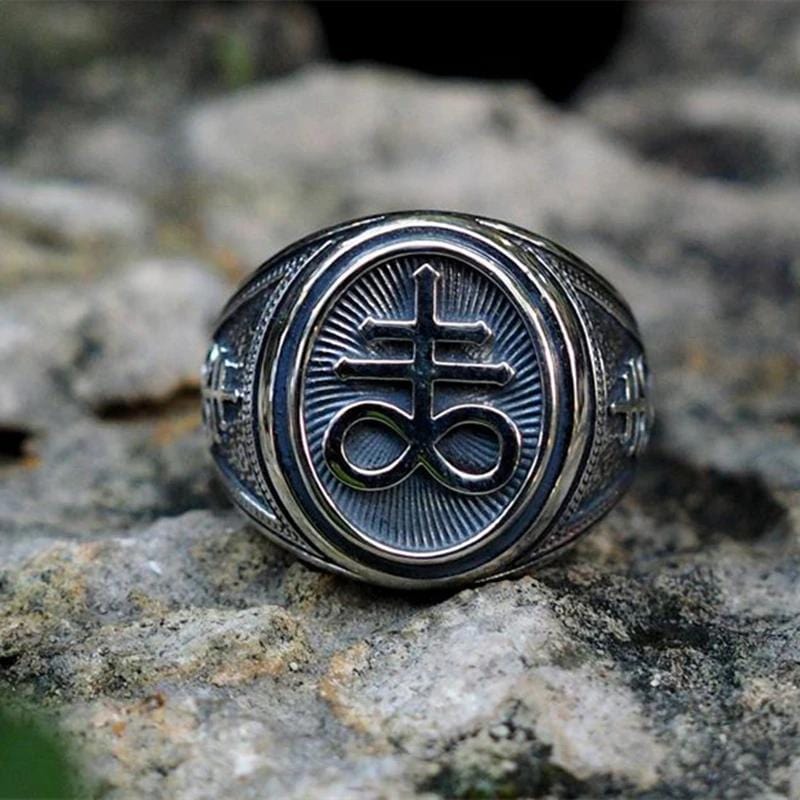LEVIATHAN CROSS STAINLESS STEEL RING