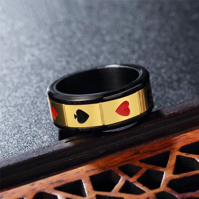 MAGICIAN POKER STAINLESS STEEL RING