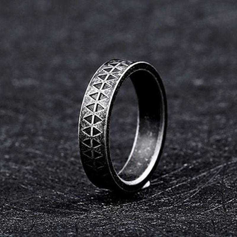 SAWTOOTH PATTERN STAINLESS STEEL RING