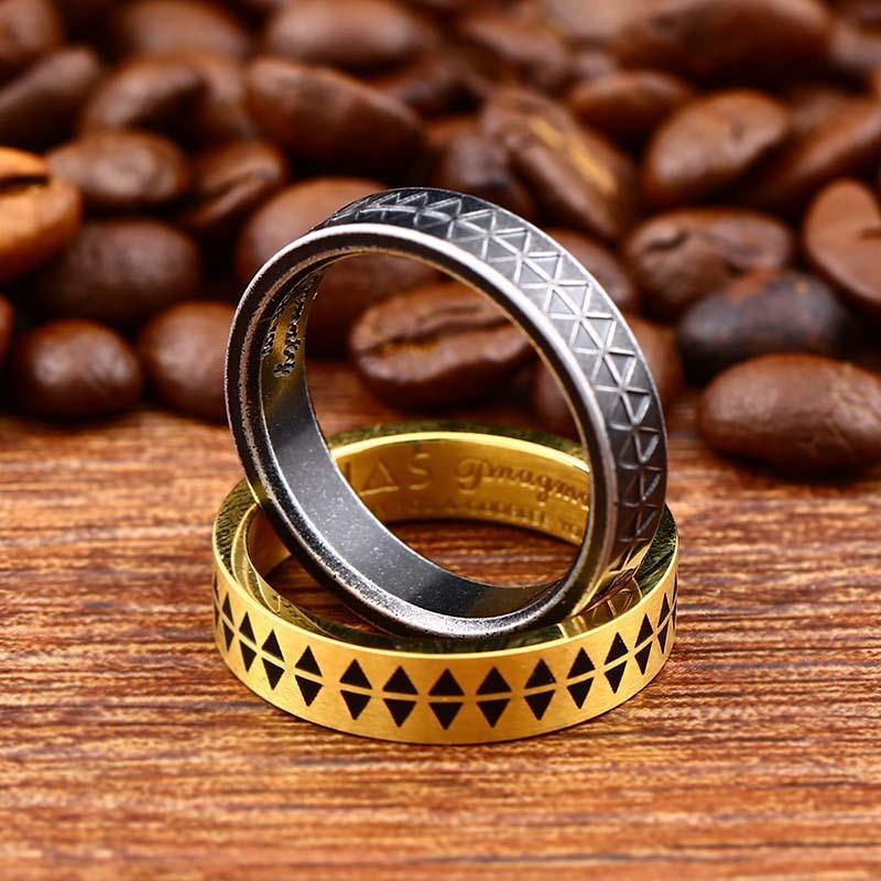 SAWTOOTH PATTERN STAINLESS STEEL RING