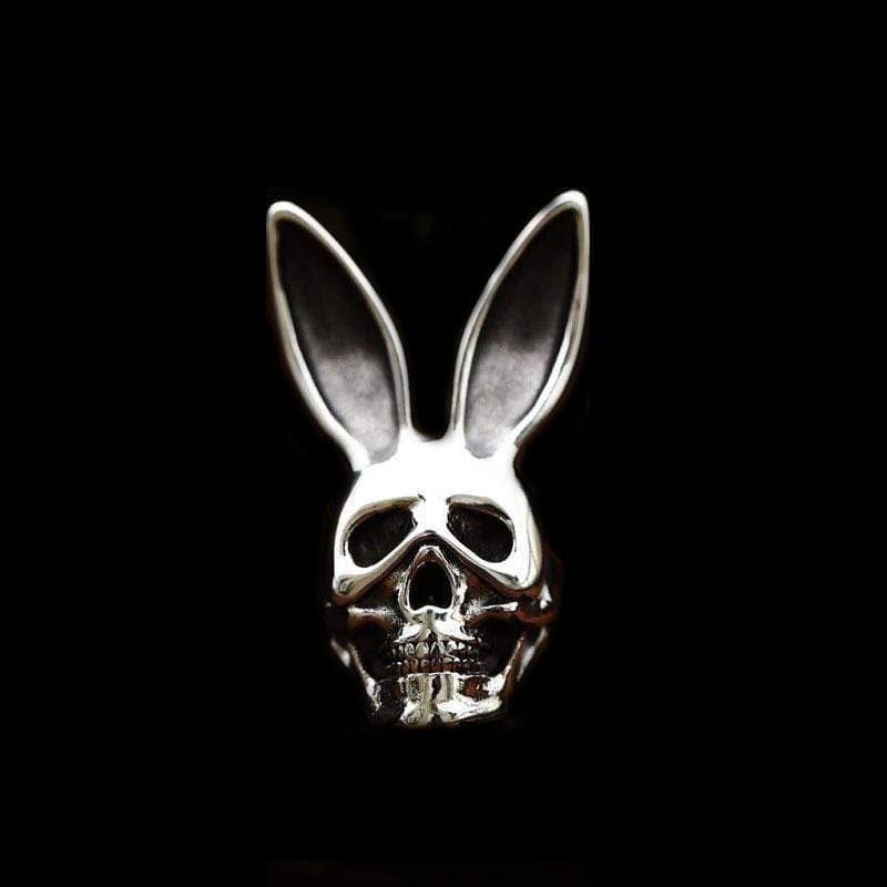 SKULL WITH RABBIT EARS STAINLESS STEEL RING