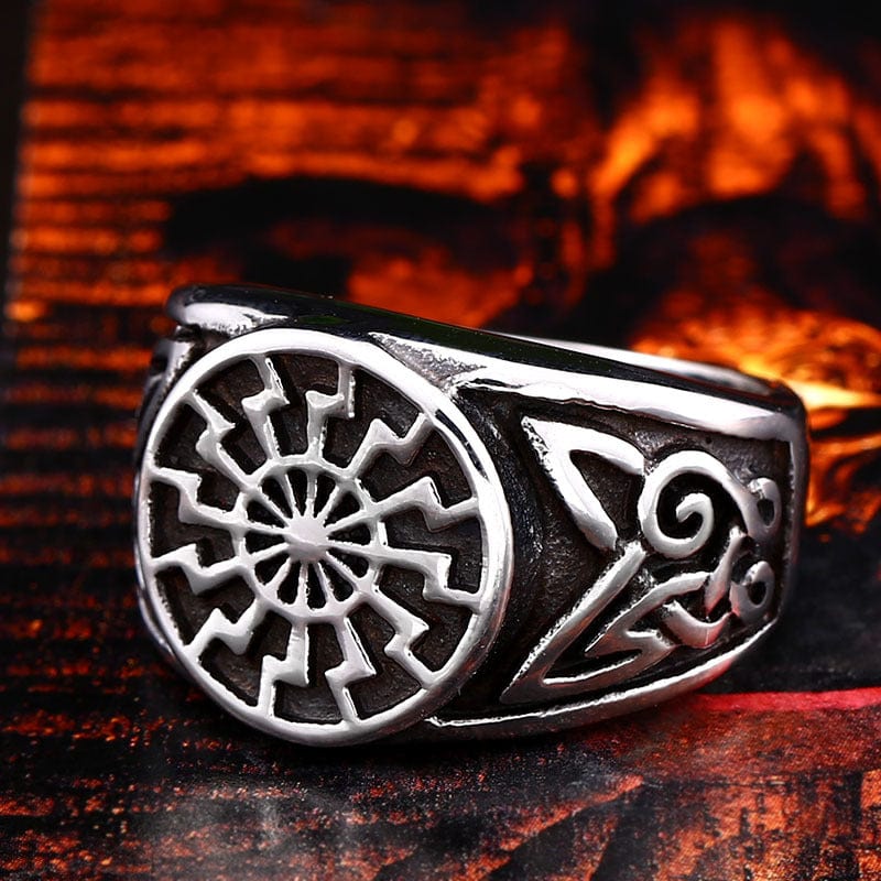 VIKING CARVED STAINLESS STEEL RING