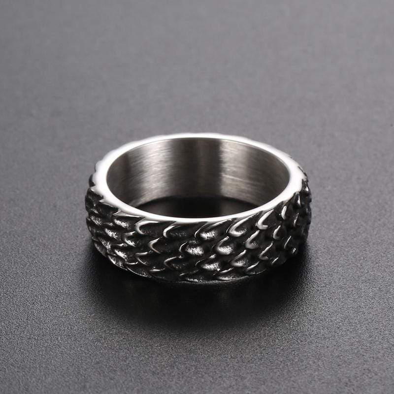 VINTAGE DRAGON SCALE STAINLESS STEEL RING