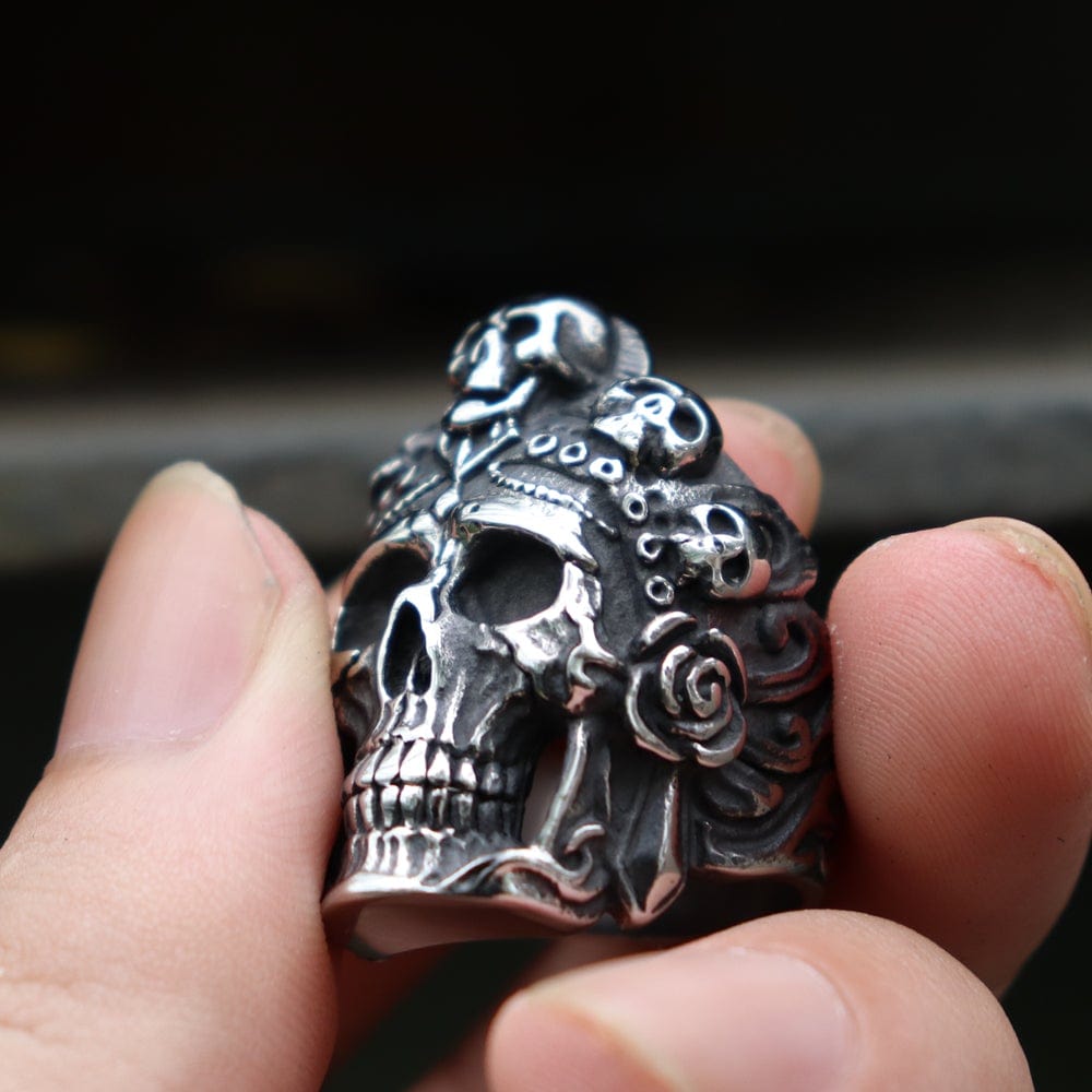 VINTAGE NORTHLAND GHOST ARMY SKULL STAINLESS STEEL RING