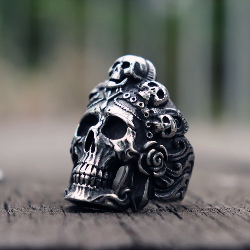 VINTAGE NORTHLAND GHOST ARMY SKULL STAINLESS STEEL RING